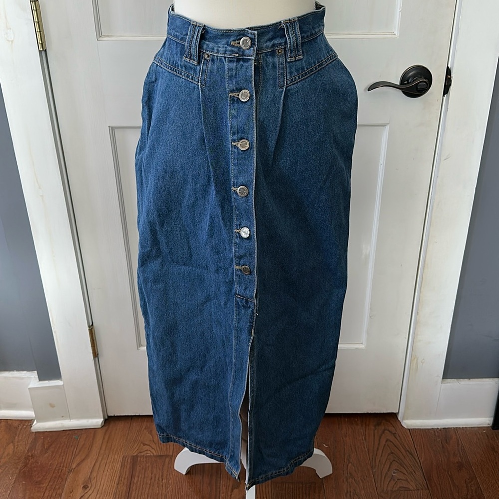 Long denim skirt